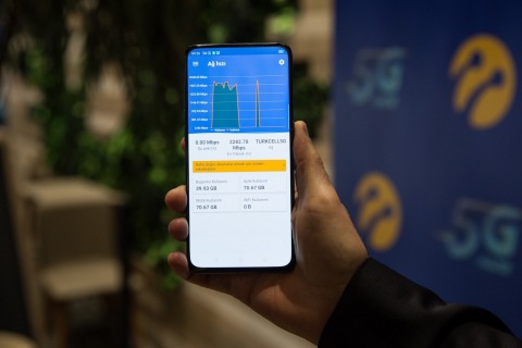 Turkcell today added another first to its track record with the world recor speed of 2.283Gbps and Turkey's first 5G signal over 5G test network using a 5G-compatible smartphone. (Photo: Turkcell)