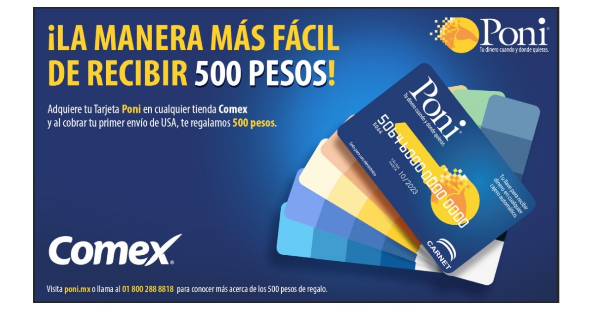 Poni and Comex Join Forces to Distribute Poni Cash Cards in Mexico |  Business Wire