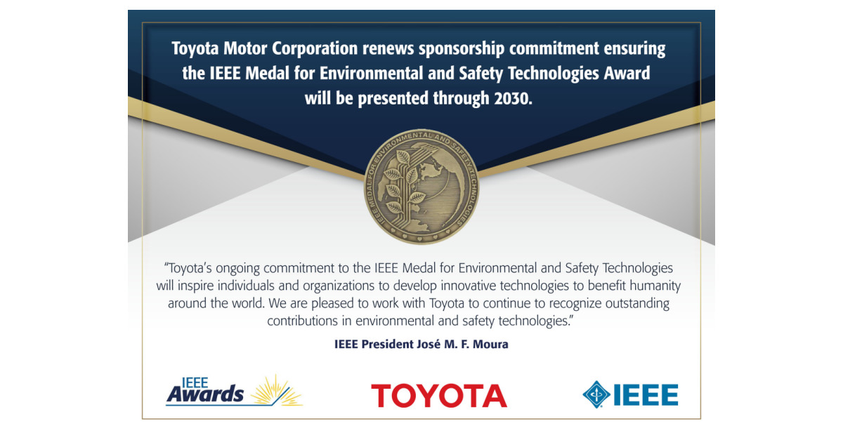 CORRECTING and REPLACING IEEE and Toyota Recognize Groundbreaking Achievements in Environmental