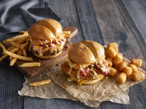 Ruby Tuesday is rolling out the flavor-filled Cheesy Crunch Burger and Honey Crunch Chicken Sandwich across 460 participating locations for a limited time only, Aug. 19 through Sept. 23. (Photo: Business Wire)