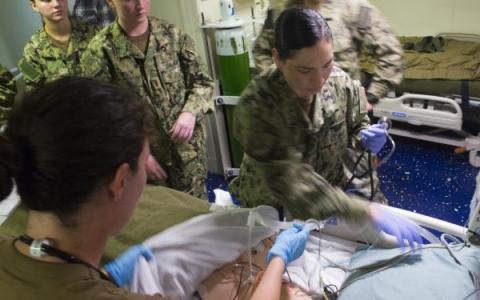 DVIDS Photography: USS America mass casualty drill, Photo by Petty Officer 1st Class Sean P. Lenahan, Navy Medicine West