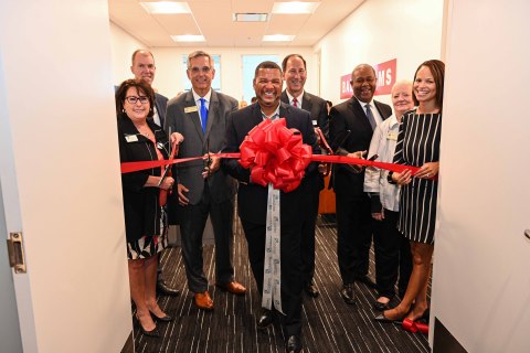 BAE Systems officially opened offices in the new Georgia Cyber Center on August 20, 2019. Cutting the ribbon on the company’s new location in Augusta were (left to right) Susan Parr, CEO of the Augusta Chamber of Commerce, Eric Toler, Executive Director, Georgia Cyber Center, Georgia Secretary of State Brad Raffensperger, Paul Lynch, Constituent Services Representative and Military Liaison for U.S. Representative Rick Allen, Al Whitmore, President of BAE Systems’ Intelligence and Security sector, Augusta Mayor Hardie Davis Jr., Nancy Bobbitt, Regional Director for U.S. Senator Johnny Isakson, and Jessica Hayes, Deputy Chief of staff for U.S. Representatives Jody Hice. Photograph by Rhian Swain, Red Wolf Advertising