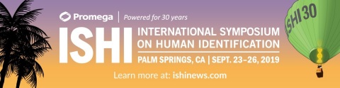 The 30th International Symposium on Human Identification (ISHI) will draw nearly 1000 law enforcement professionals and forensic DNA scientists from around the world to Palm Springs, CA September 23-26. The meeting is the largest annual scientific symposium focusing entirely on DNA forensics. (Graphic: Business Wire)