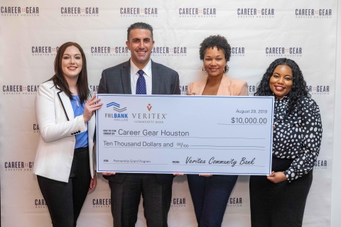 Veritex Community Bank and FHLB Dallas awarded $10K in grant funds to Career Gear Houston, benefitting Houston-area men in their pursuit of professional advancement. (Photo: Business Wire)