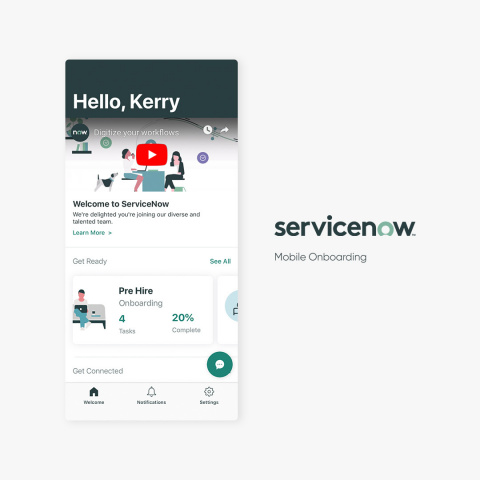 The New York release also features a new ServiceNow Mobile Onboarding app, which makes starting a new job a cinch by combining all of the multi-departmental tasks involved in getting up and running as a new employee into a single, intuitive mobile experience. (Photo: Business Wire)