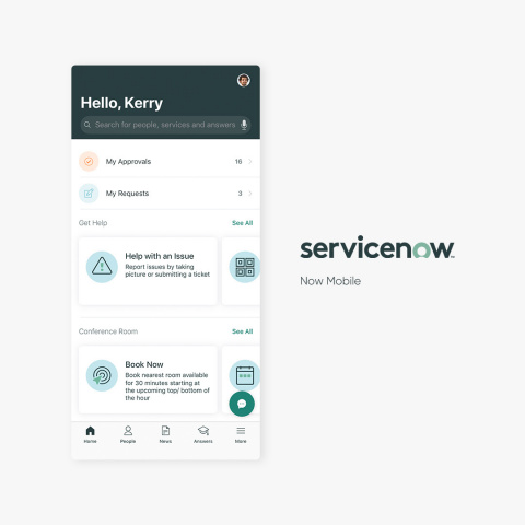 ServiceNow’s new Now Mobile app makes diverse everyday work tasks simple and easy. (Photo: Business Wire)