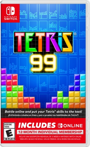 Starting today at select retailers, Nintendo Switch owners will be able to pick up a new bundle that includes the fast-paced Tetris® 99 game and a 12-month membership to Nintendo Switch Online at a suggested retail price of only $29.99. (Graphic: Business Wire)