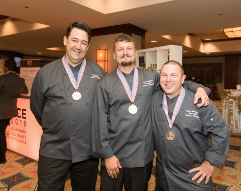 Aramark chefs (l-r) Christopher Bee, Ryan Andress, and William Edmondson will represent the Education division at the National Finals of Aramark’s Culinary Excellence Competition in Philadelphia, PA in November 2019. (Photo: Business Wire)