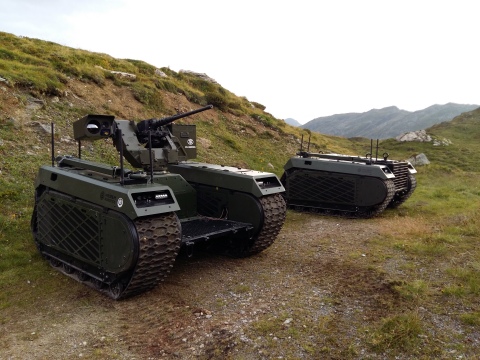 Two THeMIS UGVs delivered to the Royal Netherlands Army were used in a live firing exercise in Austria recently. One was equipped with the deFNder RWS from FN Herstal and the other was used as a transportation platform (Photo: Business Wire)