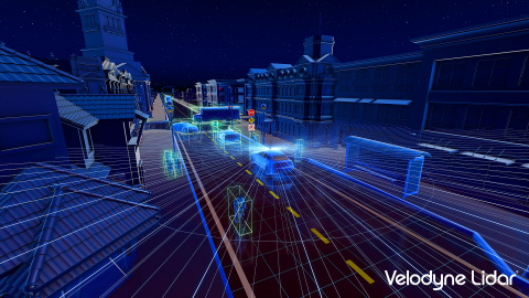 The Velodyne Alpha Puck™ can simultaneously locate the position of people and objects around a vehicle and assess the speed and route at which they are moving. (Photo: Velodyne Lidar)