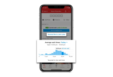 New Yelp Waitlist features, Predictive Wait Time and Notify Me, help people plan life better. (Graphic: Business Wire)