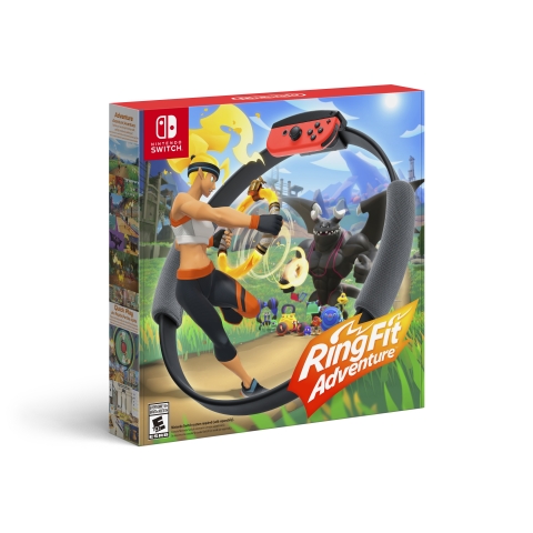 Ring Fit Adventure, which includes the game and Ring-Con and Leg Strap accessories, will launch for Nintendo Switch on Oct. 18 at a suggested retail price of $79.99. A Nintendo Switch system and a pair of Joy-Con controllers are required to play Ring Fit Adventure; sold separately. (Graphic: Business Wire)