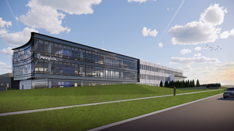 The view from the Northeast corner of Cochran and Solon Roads of the exterior of the new Swagelok global headquarters. (Graphic: Business Wire)