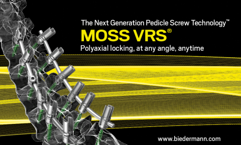 Biedermann Motech to introduce MOSS VRS® - The Next Generation Pedicle Screw Technology™ to the US market at NASS 2019 in Chicago. Please join us at booth #2230 to learn more about the MOSS VRS System which allows the surgeon to lock the polyaxial angle of the pedicle screw at any angle, at any time during surgery, providing unmatched intraoperative options using a single, highly functional implant. (Photo: Business Wire)