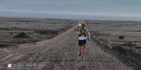 Michele Graglia on his Guinness World Record run across Chile’s Atacama Desert. (Photo: Business Wire)