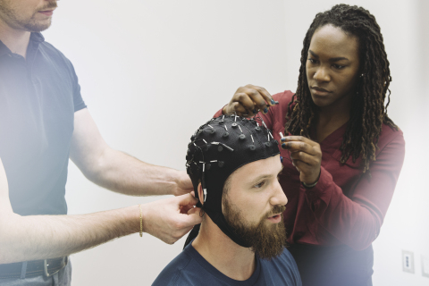 Cognitive Health Technicians from VoxNeuro running a Cognitive Health Assessment™ on a concussion patient. (Photo: Business Wire)