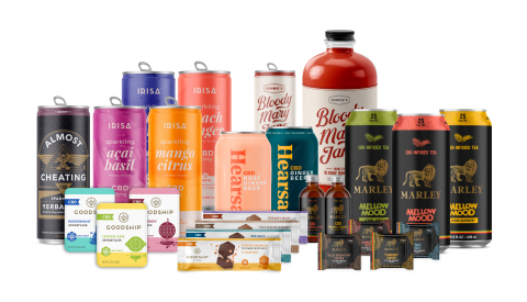 Docklight Brands introduces their portfolio of CBD-infused beverages, chocolates and skin care products in the following brands: Marley, Goodship, Irisa, Hearsay, Bloody Mary Jane and Almost Cheating. They are coming to a local convenience store soon. (Photo: Business Wire)