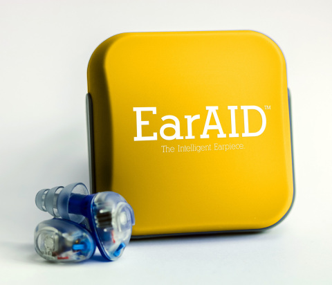 EarAID is an intelligent earpiece that uses a patented electronic circuitry to instantaneously identify damaging sounds, isolate them, and compress them to safer levels, while allowing normal sounds to pass through naturally, as if nothing is in your ears. These earpieces are quite small, fit discreetly into the ear canal, are powered by a tiny hearing-aid battery, and can be turned on and off. EarAID comes with 6 different types of eartips to fit any ear canal, an optional lanyard, and a storage case. For more information, contact Forward Science at 855-696-7254 or visit www.forwardscience.com. (Photo: Business Wire)