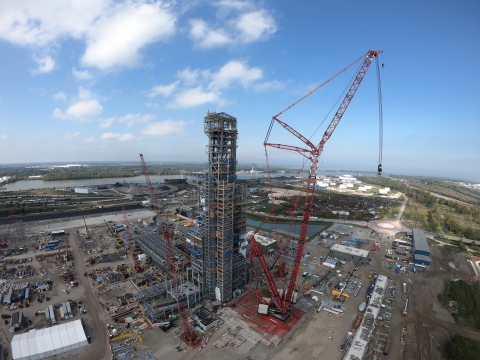 Furnace tower topped off: maximum height of 457 feet has been reached. (Photo: Business Wire)