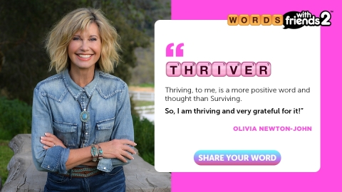 Olivia Newton John for #WordsWithHope from Zynga's Words With Friends (Photo: Business Wire)