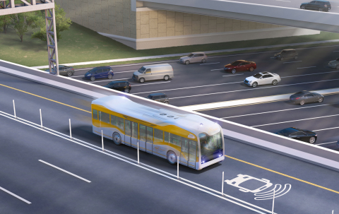 Rendering courtesy of AECOM. Depiction of full-sized, full-speed bus in a live service environment. (Photo: Business Wire)