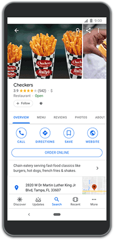 Guests searching for food can initiate their order directly from Google through the new Olo integration. (Graphic: Business Wire)