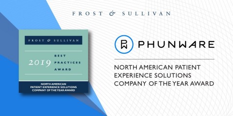 Frost & Sullivan Awards Phunware Company of the Year for Innovation and Excellence with Its Patient Experience Solution. https://go.phunware.com/company-of-the-year-report (Graphic: Business Wire)