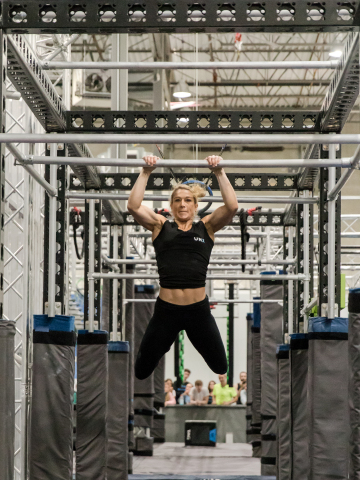 Beginning today, UNX has launched UNX NOW, the first-ever centralized streaming network specifically designed for watching professional ninja sport competitions and interacting with top ninja athletes, including Jessie Graff (pictured). Credit: Katy Zimmerman Photography