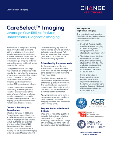 Change Healthcare CareSelect Imaging Fact Sheet (Graphic: Business Wire)