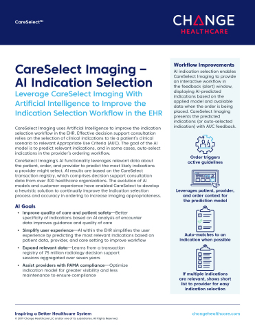 Change Healthcare CareSelect Imaging – AI Indication Selection (Graphic: Business Wire)