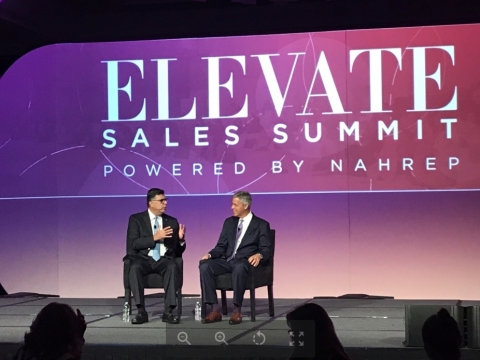 Radian’s Senior Executive Vice President and Chief Franchise Officer Brien McMahon and NAHREP Chief Executive Officer Gary Acosta on stage at the NAHREP 2019 National Convention. (Photo: Business Wire)