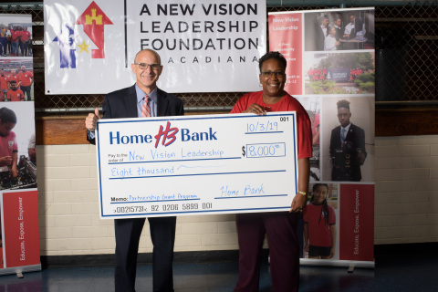 Home Bank and FHLB Dallas awarded $8K in Partnership Grant Program funds to A New Vision Leadership Foundation of Acadiana. (Photo: Business Wire)