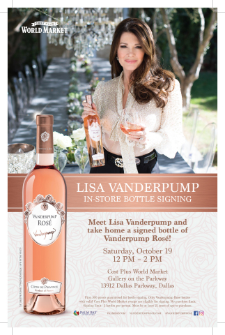 WORLD MARKET WELCOMES LISA VANDERPUMP TO ITS DALLAS STORE ON OCTOBER 19, 2019 (Graphic: Business Wire)