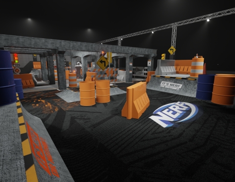 NERF Challenge Urban Playground Arena - Grab a blaster and take your team to victory in this custom themed 4,500 square foot NERF arena (Photo: Business Wire)