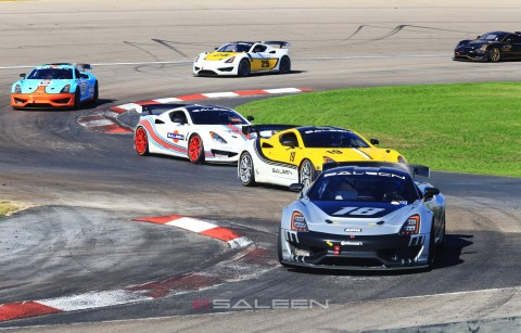 "Young Drivers" category champion Carter Fartuch of Schnecksville, Pa. leads the field through the chicane at Las Vegas Motor Speedway during the final event of the 2019 Saleen Cup Racing Series. (Photo: Business Wire)