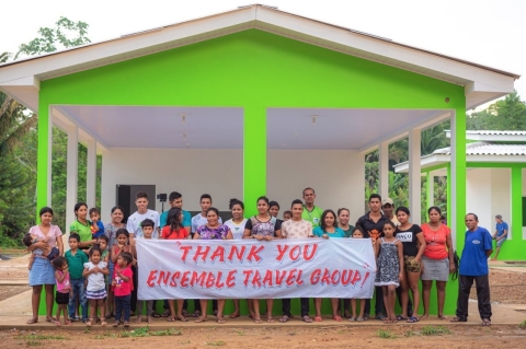 Beneficiaries of Cool Effect's Jacundá Forest Reserve carbon reduction project in Brazil thank Ensemble Travel Group, which partnered with Cool Effect to offset the carbon footprint of its 2019 International Conference and offer travel offsetting to its members moving forward. (Photo: Business Wire)