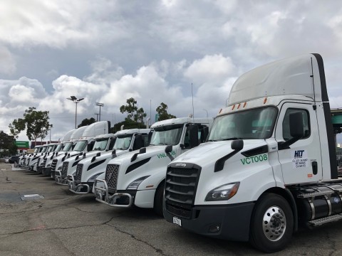 Total Transportation Services Inc., a Southern California drayage company, will replace its entire diesel trucking fleet with ultralow emission natural-gas trucks. (Photo: Business Wire)