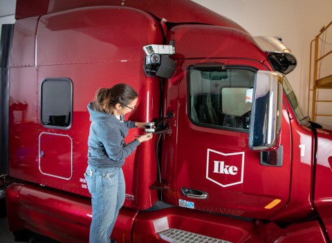 Ouster OS1 mounted on the Ike automated trucking prototype (Photo: Business Wire)