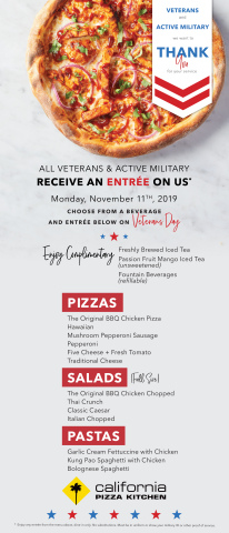 California Pizza Kitchen 2019 Veterans Day Menu (Graphic: Business Wire)