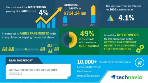 Technavio has announced its latest market research report titled global fresh cranberries market 2020-2024. (Graphic: Business Wire)