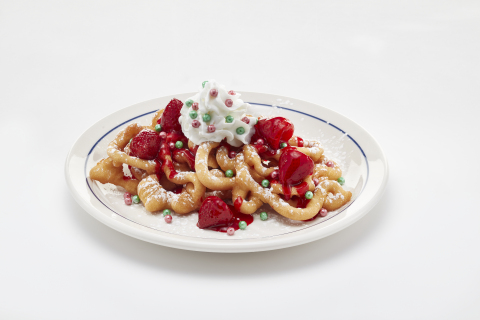Oh What Funnel Cakes are made with two golden, crispy funnel cakes, lightly dusted with powdered sugar and topped with glazed strawberries, whipped topping and shimmery elf sprinkles. (Photo: Business Wire)