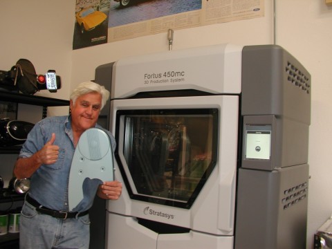 Legendary comedian Jay Leno harnesses Stratasys 3D printing to build a digital inventory that helps road test, refurbish and retrofit classic vehicles and super cars. (Photo: Stratasys)