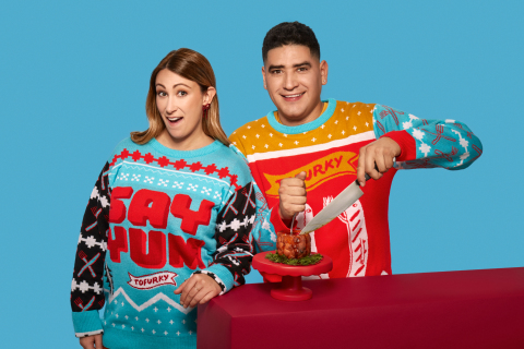 Tofurky Debuts Limited-Edition Ugly Christmas Sweaters to Celebrate Roast Anniversary (Photo: Business Wire)
