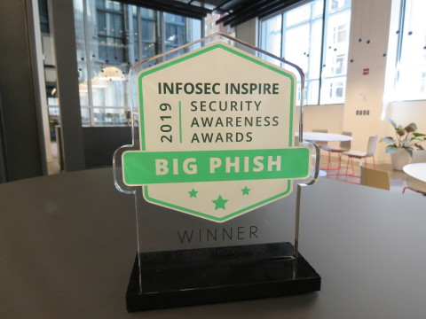 Big Phish Award trophy. A Concord Technologies representative was unable to attend the ceremony. Photo courtesy Infosec.