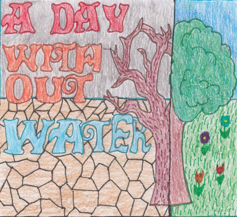 Artwork by one of the 26 contest winners. This piece was created by Adam Reedy, a 5th Grader at Unity West Elementary in Tolono, Ill.