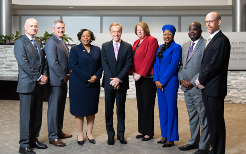 AmeriHealth Caritas believes that diversity and inclusion are vital for the health of individuals and communities. Through external and internal efforts, we’ve demonstrated a solid commitment to creating opportunities for greater diversity and inclusion through infrastructure, policies, and processes. Pictured, from left to right, are members of the Executive Leadership, Human Resources and Supplier Diversity teams that will be honored by the Philadelphia Inquirer on November 13: Executive Vice President/Chief Administrative & Compliance Officer Mark Bullock; Senior Vice President/Chief Financial Officer Michael Burgoyne; Director of Diversity & Inclusion Ky’a Jackson; Chairman & Chief Executive Officer Paul A. Tufano; Senior Vice President/Chief Human Resources Officer Carol Pandza; Workforce Initiatives Program Manager Tamika Jordan; Director of Supplier Management Ron Baldwin; Vice President/Chief Procurement Officer Chad Goodwin. Photo: AmeriHealth Caritas