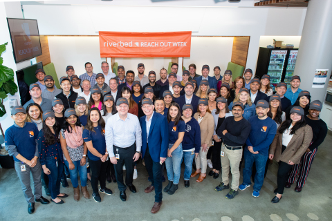 Riverbed kicks off REACH OUT annual week-long community service effort with Paul Ash, Executive Director at San Francisco-Marin Food Bank (Photo: Business Wire)