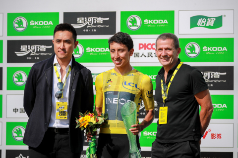Mr. Steve Lau (first on the left), Co-chairman and Chief Executive Officer of Activation Group, and Yann Le Moenner, Chief Executive Officer of Amaury Sport Organization (A.S.O.), with Egan Bernal (middle), Tour de France 2019 champion. (Photo: Business Wire)