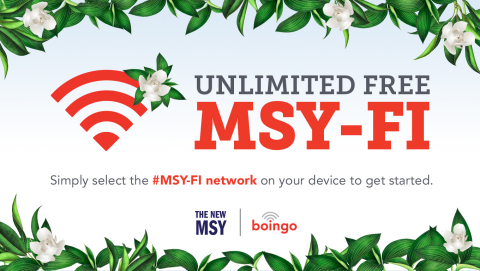 Boingo's high-density Wi-Fi at the new MSY offers passengers a free connectivity experience, with speeds up to 100 Mbps. (Graphic: Business Wire)
