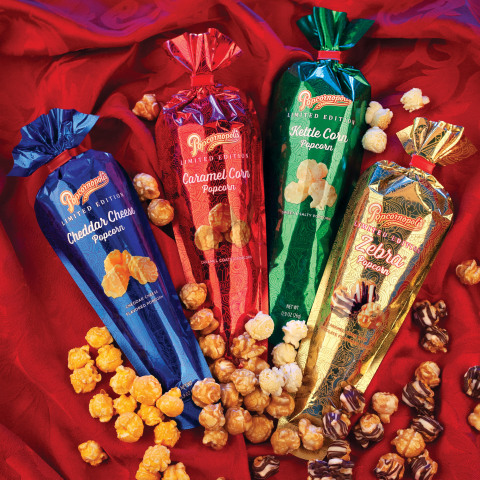 From the glimmering new Metallic Mini Cones to the elegantly packaged gift-baskets, Popcornopolis is sure to be at the top of everyone’s wish list this holiday season. (Photo: Business Wire)